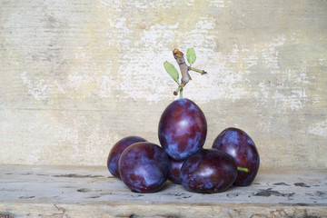 group of fresh plums