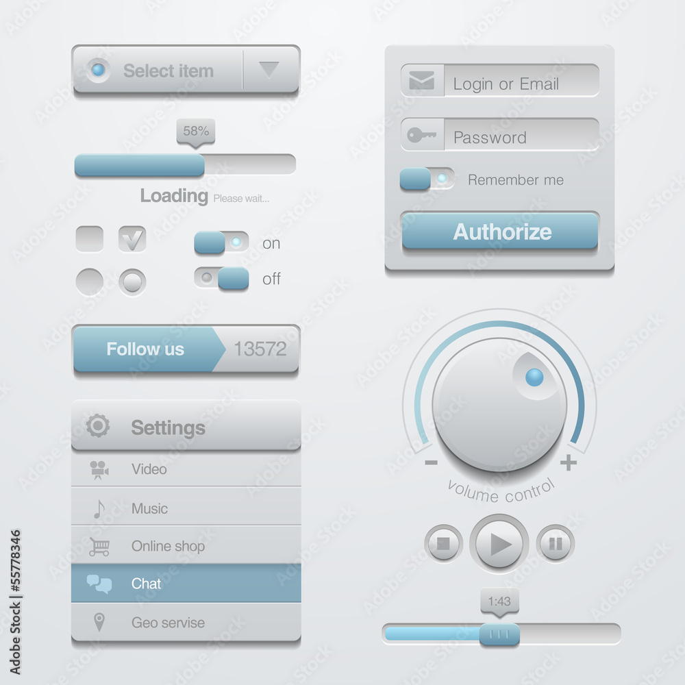 Wall mural user interface design elements template kit. for adaptive apps