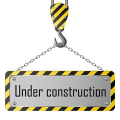 Construction plate with crane hook and chain