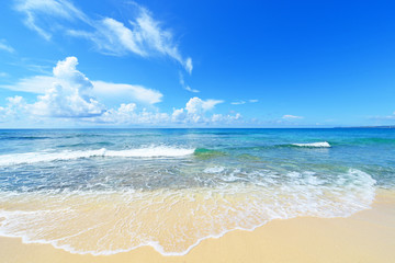 沖縄の美しいビーチに打ち寄せる波