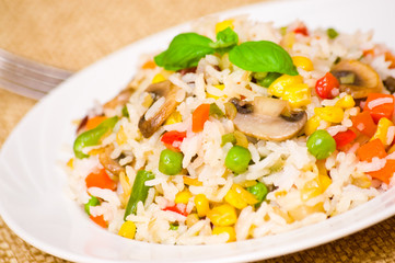 rice with mushrooms and vegetables