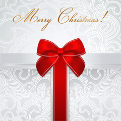 Holiday / Christmas / Birthday card. Gift box, bow (present)