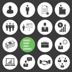 Vector Business Management and Human Resources Icons Set