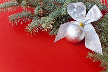 New Year's decoration on red