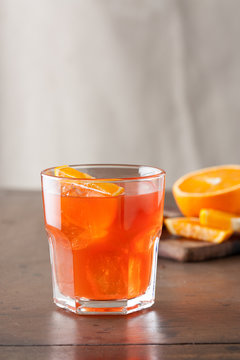 Classic spritz cocktail on wooden table