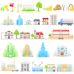 vector illustration of different building