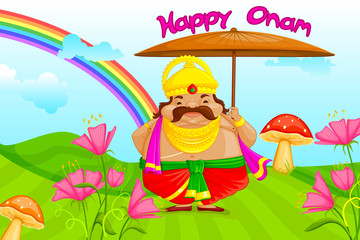 Obraz na płótnie Canvas vector illustration of King Mahabali wishing Happy Onam