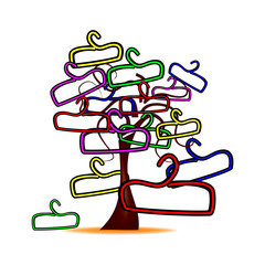Abstract illustration - tree with colorful hangers