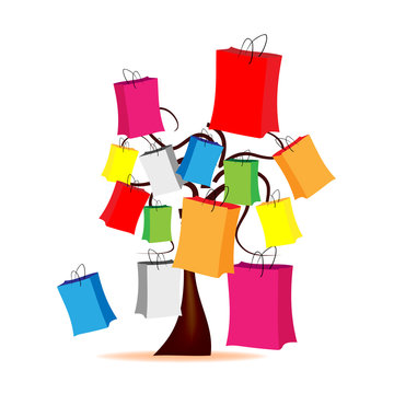 Abstract illustration - tree with colored envelopes