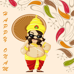 vector illustration of King Mahabali wishing Happy Onam