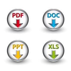 PDF DOC PPT XLS Vector Buttons