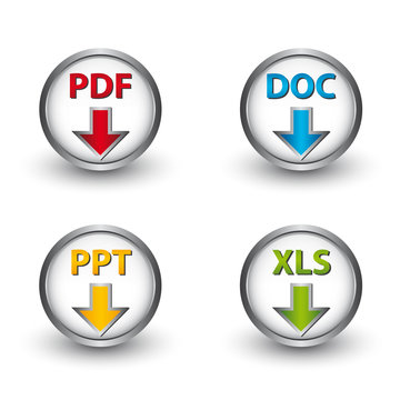 PDF DOC PPT XLS Vector Buttons