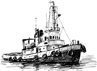 industrial boat - obrazy, fototapety, plakaty