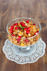 Granola with red berries