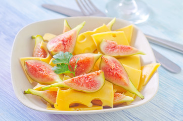 fresh salad from cheese and fig