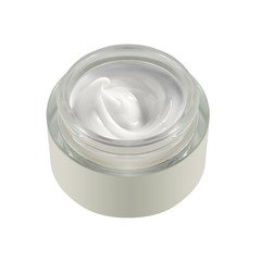 glass jar of beauty cream, view from above