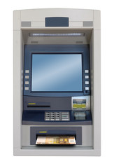 atm machine isolated with 50 euro bill