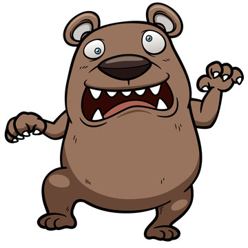 Vector illustration of cartoon angry bear