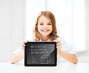 girl with tablet pc at school