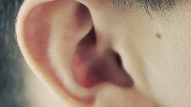 Human child ear close up