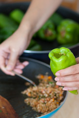 Cooking stuffed pepper