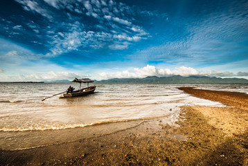 Fishing boat parking opposite the island