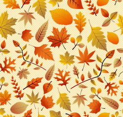 Fototapeta na wymiar Retro autumn season leaves seamless pattern background. EPS10 fi