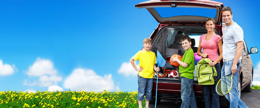 Happy Family Near New Car.