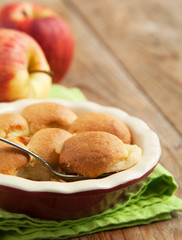 Apple cookie crumble. Selective focus