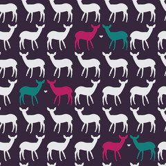 Vector seamless pattern with colorful deers