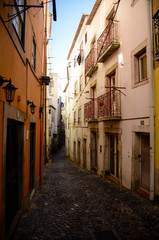 Narrow Street in the Alfama District of Lisbon