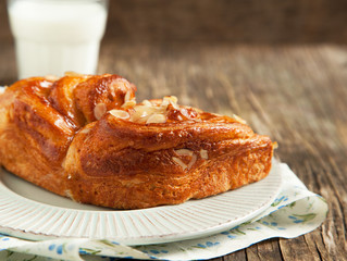 Almond Danish pastry on plate