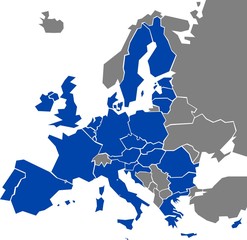 Naklejka premium Map of Europe with marked EU members