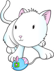 Playing Cat Kitten Vector Illustration