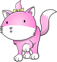 Cute Cat Kitten Walking Vector Illustration