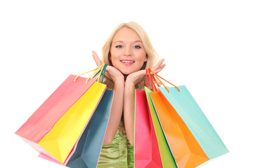 Fototapeta na wymiar Shopping young woman with bags