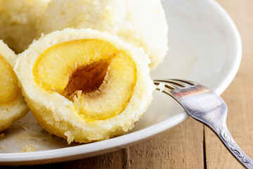 Apricots in pastry (Marillenknodel), traditional austrian dish.