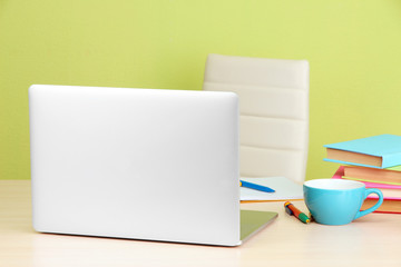 Workplace with computer, close up