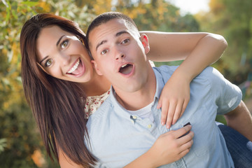Fototapeta premium Mixed Race Romantic Couple Portrait in the Park