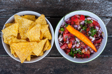 pico de gallo and nachos
