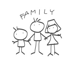 hand drawing cartoon happy kids