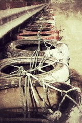 Old tires stacked