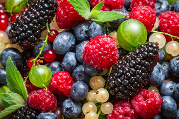 Closeup of fresh berry fruits
