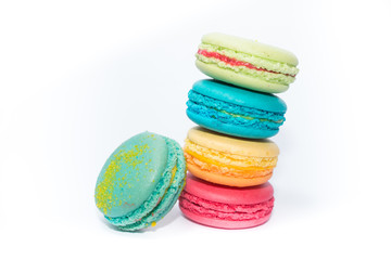 Fototapeta na wymiar Tasty and Assorted Colorful French Macarons