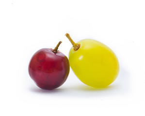 red and green grapes isolated on white