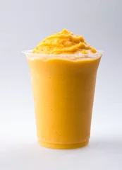 Garden poster Milkshake mango yogurt, milk shake isolated on white