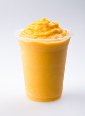 mango yogurt, milk shake isolated on white
