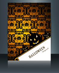 Template Halloween party bright colorful pumpkins creative backg