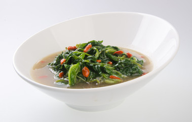 Vegetable soup on isolated white