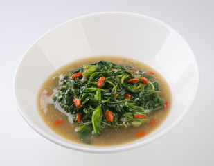 Vegetable soup on isolated white